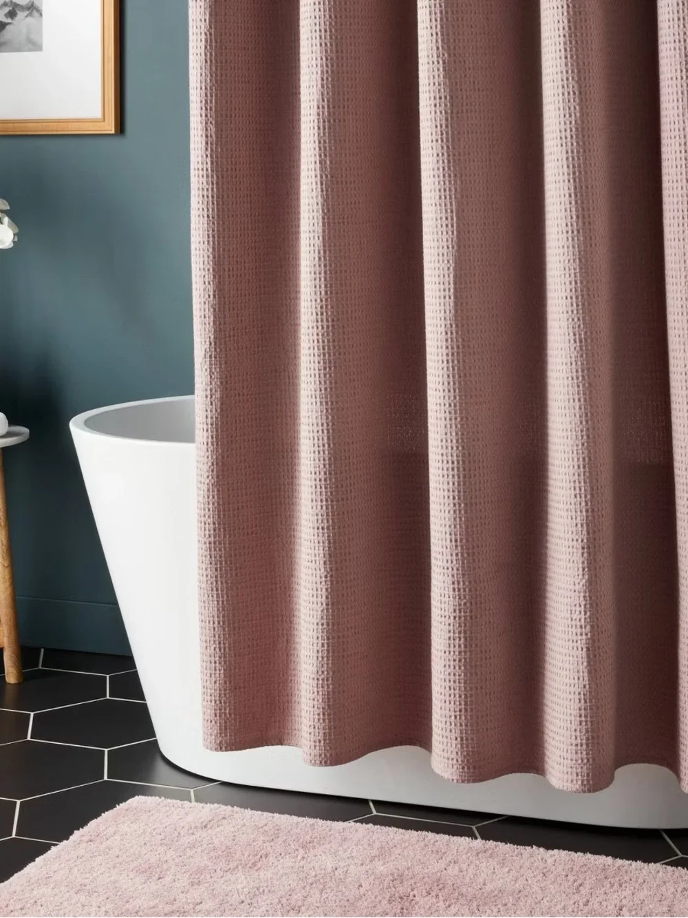 Threshold Waffle Weave Shower Curtain in Ash Rose